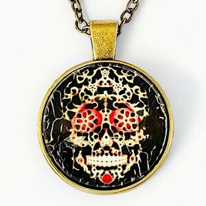 🆕Skull Handcrafted Antique Gold Plated Pendant Necklace